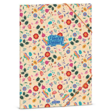 Ars Una Flower Power gumis mappa - A4 - Ars Una - sárga virágos mappa