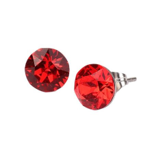ART CRYSTELLA Fülbevaló, light siam piros swarovski kristállyal, 8 mm, art crystella fülbevaló