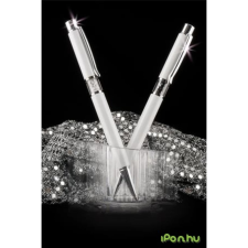 ART CRYSTELLA Golyóstoll Crystals from SWAROVSKI középen fehér kristályokkal töltve 14cm fehér toll