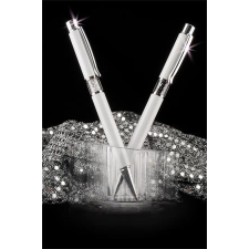  ART CRYSTELLA Golyóstoll, fehér, középen fehér SWAROVSKI® kristállyal töltve, 14cm, ART CRYSTELLA® toll