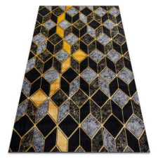 Art Modern GLOSS szőnyeg 400B 86 elegáns, glamour, art deco, 3D geometriai fekete / arany 140x190 cm lakástextília