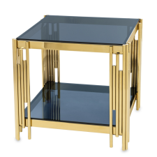 Art-Pol Design fém arany dohányzóasztal, füstüveg asztallap 56x59x59cm bútor