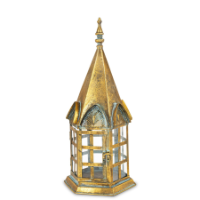 Art-Pol Lampion metal, szkło złoty, brązowy 51x23x20cm világítás