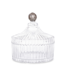 Art-Pol Pojemnik Dekoracyjny szkło transparentny,srebrny 15x14x14cm konyhai eszköz