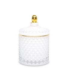 Art-Pol Szklany Pojemnik Dekoracyjny szkło biały,złoty 13x8,5x8,5cm konyhai eszköz