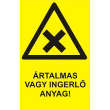  Ártalmas vagy ingerlő anyag! - öntapadó, 150*100 információs tábla, állvány