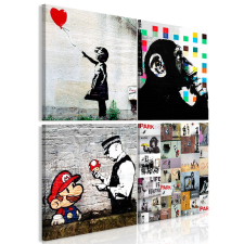 Artgeist Kép - Banksy Collage (4 Parts) grafika, keretezett kép