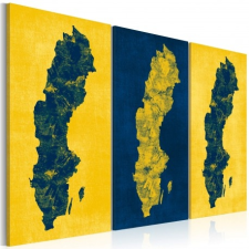 Artgeist Kép - Festett térkép Svédország - triptych tapéta, díszléc és más dekoráció