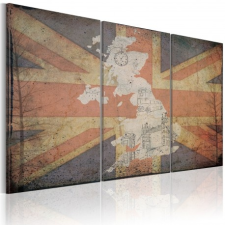 Artgeist Kép - Térkép: Nagy-Britannia - triptych tapéta, díszléc és más dekoráció