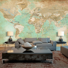 Artgeist Öntapadó fotótapéta - Turquoise World Map II 490x280 tapéta, díszléc és más dekoráció