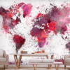 Artgeist Öntapadó fotótapéta - World Map: Red Watercolors 245x175