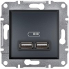 ASFORA USB dupla töltő (2,1A) antracit burkolattal, keret nélkül, süllyesztett ( Schneider Electric EPH2700271 )