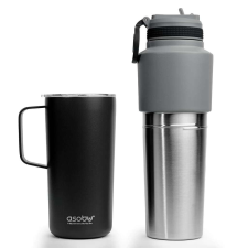 Asobu Twin Pack 900ml Kulacs bögrével - Fekete kulacs, kulacstartó