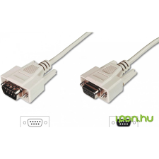 Assmann D-Sub(9) M - D-Sub(9) F Hosszabbítókábel 3m Bézs kábel és adapter