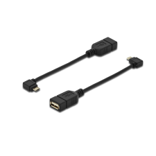 Assmann OTG USB 2.0 microUSB-B átalakító kábel 0.2m - Fekete kábel és adapter