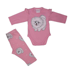 Asti 2 részes kislány szett cuki Spitz mintával babaruha szett