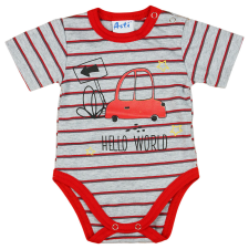 Asti Autós rövid ujjú baba body szürke kombidressz, body