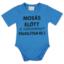 Asti Rövid ujjú baba body "Mosás előtt a kisgyereket távolítsa el!" felirattal kombidressz, body