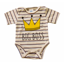 Asti Rövid ujjú dupla patentos " Big Boss" feliratú baba body kombidressz, body