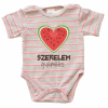 Asti Rövid ujjú dupla patentos " Szerelem gyümölcs" feliratú baba body