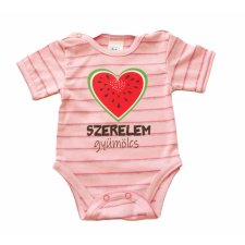 Asti Rövid ujjú dupla patentos " Szerelem gyümölcs" feliratú baba body kombidressz, body