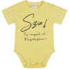 Asti Rövid ujjú feliratos baba body sárga