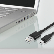  Astrum UD310 V2 kétoldalas micro USB strapabíró high speed adatkábel, fekete kábel és adapter