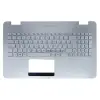 Asus G771, N551JX, G552V, GL752VW gyári palmrest billentyűzettel (GR kiosztás, ezüst, háttérvilágítással)