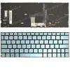 Asus ZenBook 13 UX334, UX334U, UX334A, UX334FA, UX334FL gyári billentyűzet (US kiosztás, háttérvilágítással, ezüst/kék)