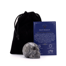  Ásvány Nagy Koponya - Sötét Network Achát- 50x40x30mm gyógyhatású készítmény