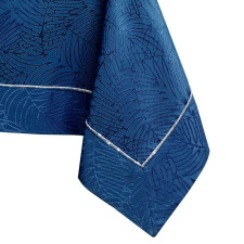  Asztalterítő Gaia indigókék dombornyomott növényi 140x340 AmeliaHome lakástextília