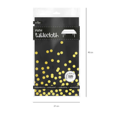 Asztalterítő, papír, fekete színű arany konfetti mintákkal, 137x 274 cm party kellék