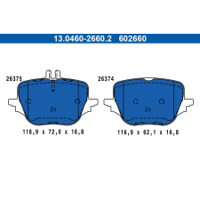 ATE fékbetétkészlet, tárcsafék ATE 13.0460-2660.2 autóalkatrész