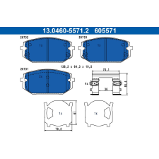 ATE fékbetétkészlet, tárcsafék ATE 13.0460-5571.2 autóalkatrész
