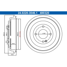 ATE fékdob ATE 24.0220-3046.1 autóalkatrész