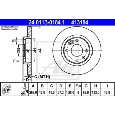ATE Féktárcsa ATE 24.0113-0184.1 féktárcsa