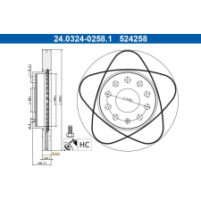 ATE féktárcsa ATE 24.0324-0258.1 autóalkatrész