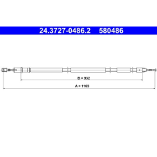 ATE huzal, rögzítőfék ATE 24.3727-0486.2 autóalkatrész