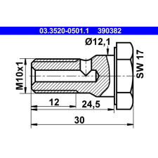 ATE üreges csavar ATE 03.3520-0501.1 autóalkatrész