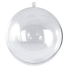  Átlátszó műanyag gömb, szétnyitható. Átmérője: 12 cm dekorációs kellék