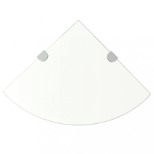  Átlátszó üveg sarokpolc króm tartóval 25x25 cm bútor