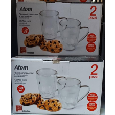  Atom duplafalú mokka kávés csésze pár, üveg, 100ml bögrék, csészék