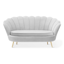 Atreve Kagylóhéj Kétszemélyes Kanapé Szürke Bársony Arany Lábakkal bútor
