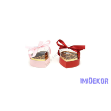  Áttetszű akril fedelű papírdoboz szív 14,5x12,5x11,5 cm - Piros dekorációs kellék