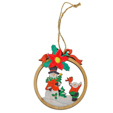  Áttört mintás hóemberes dísz fa 11cm dekorációs kellék