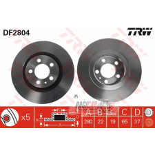 Audi A3 (8L1) első féktárcsa (280mm, hűtött) - TRW (DF2804) SZETT (2db) autóalkatrész