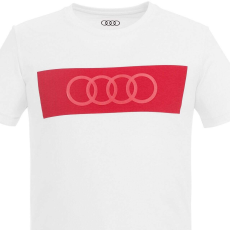 Audi férfi póló, ringe 2020, fehér-piros