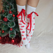 Aura Via Combzokni RÉNSZARVAS mintás masnival 35-38, Fehér női zokni