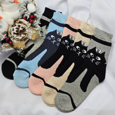 Aura Via VASTAG női zokni cica mintás 5 pár/cs 35-38