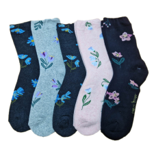 Aura Via VASTAG női zokni virág mintás 5 pár/cs 38-41 női zokni